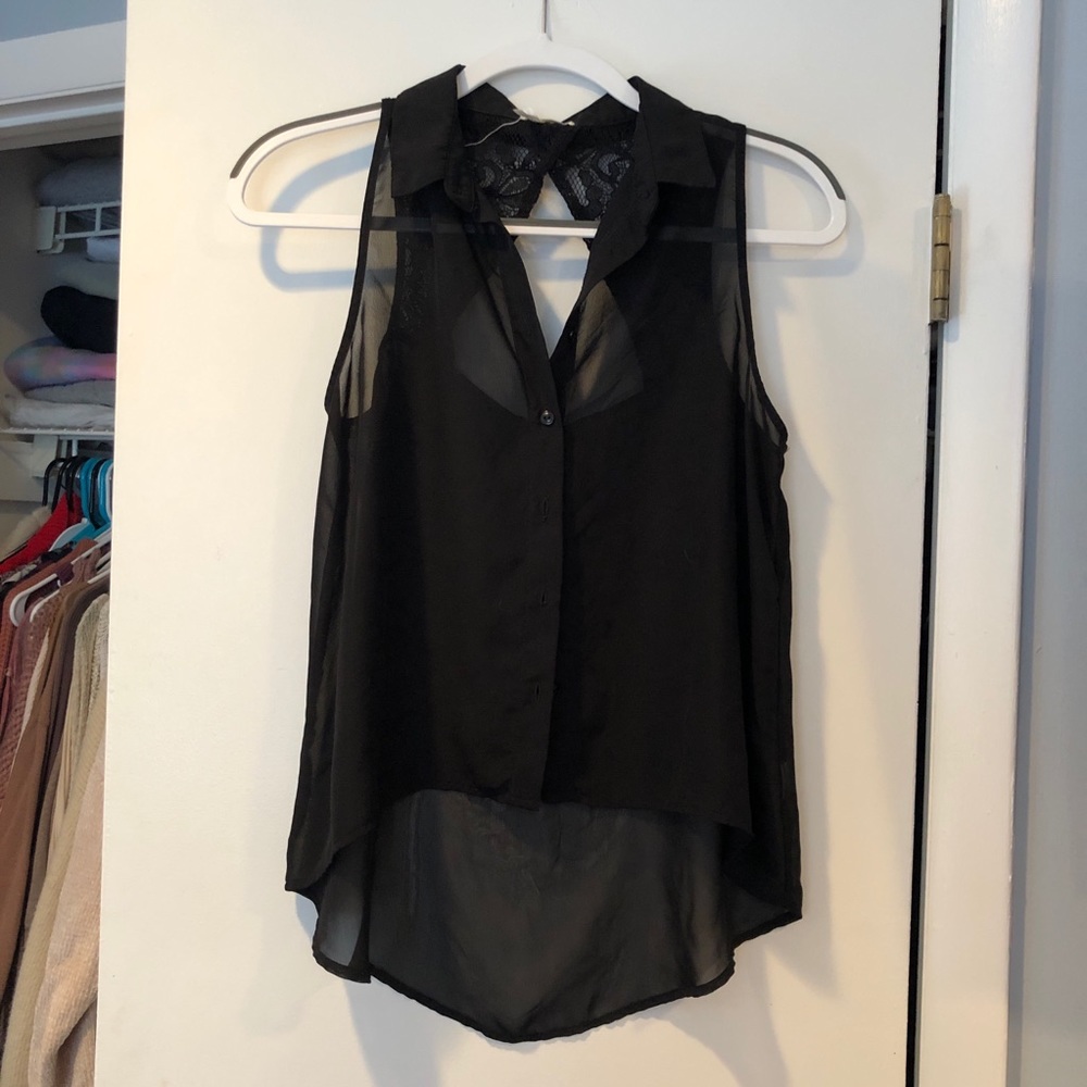Kirra Black Sheer Sleeveless Shirt